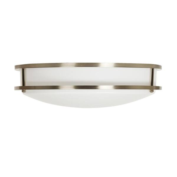 14 in. 1-Light Brushed Nickel Selectable Dimmable LED Flush Mount