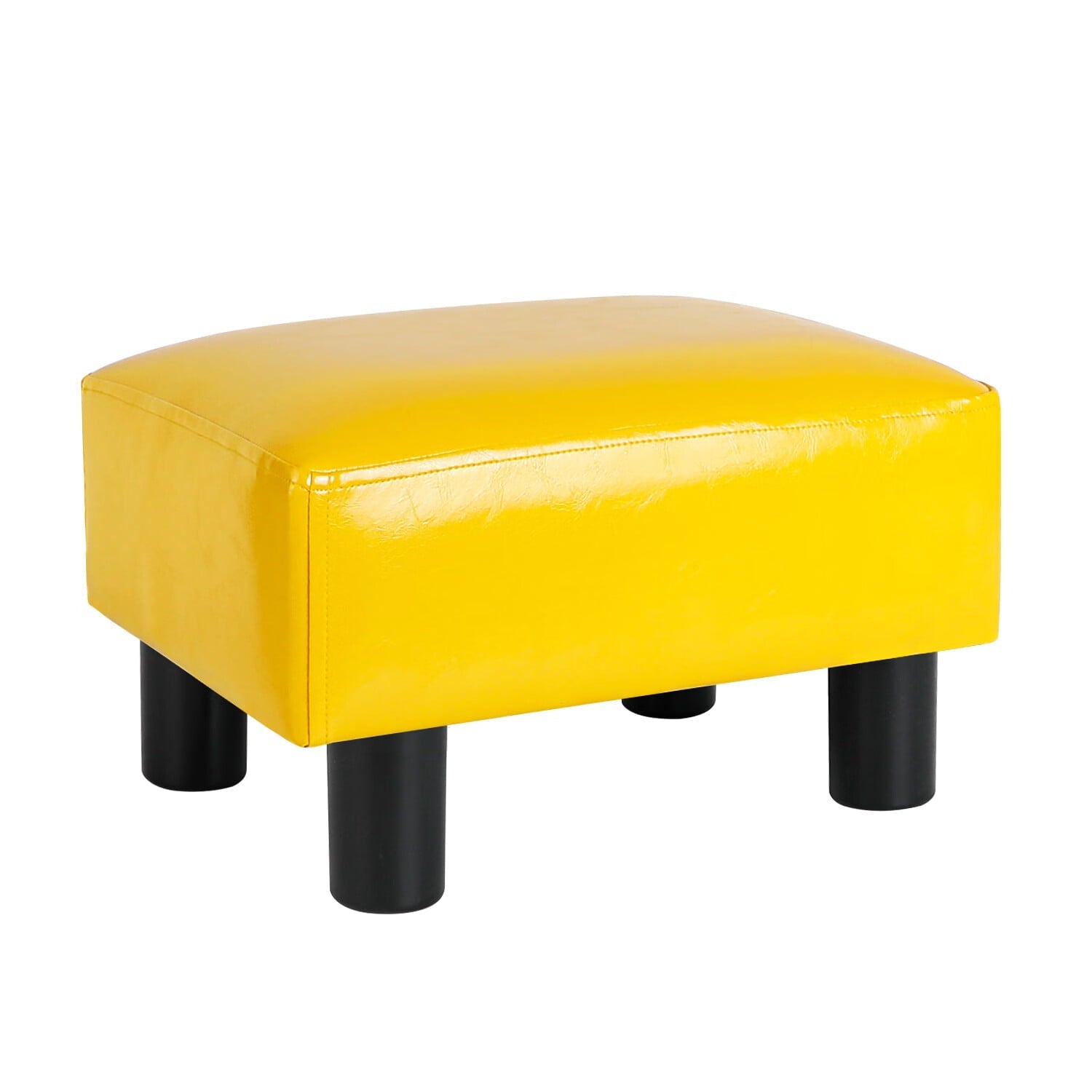 Modern Small Faux PU Leather Footstool Ottoman Footrest Stool Seat Chair Foot Stool,Brown-A