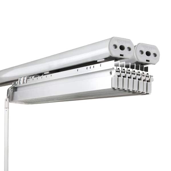 Gabardine 130 in. - 175 in. W x 94 in. L Adjustable 8- Panel White Double Rail Panel Track with 23.5 in. Slates