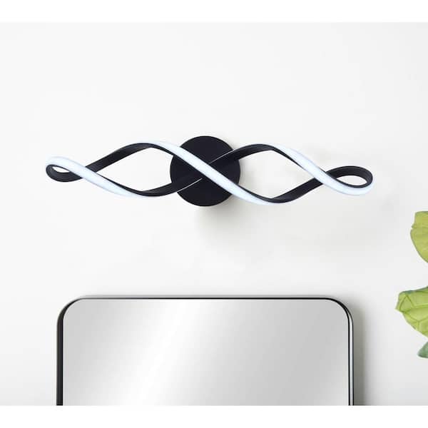 26.6 in. 1-Light LED Modern Black Bathroom Vanity Light