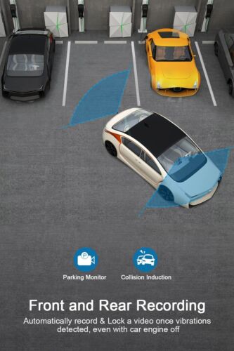 Dual Dash Cam Front Full HD 170°Rear Wide Angle Backup Camera Night Vision WDR