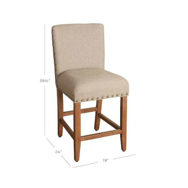 Upholstered 24 in. Tan Bar Stool