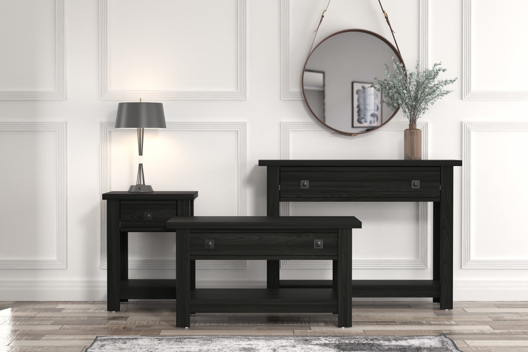 Coover Wood Console Table with 1 Drawer, Black