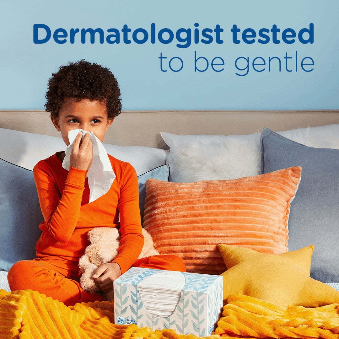 Puffs Simple Softness Facial Tissue, 1 Family Size Box, 180 Tissues per Box