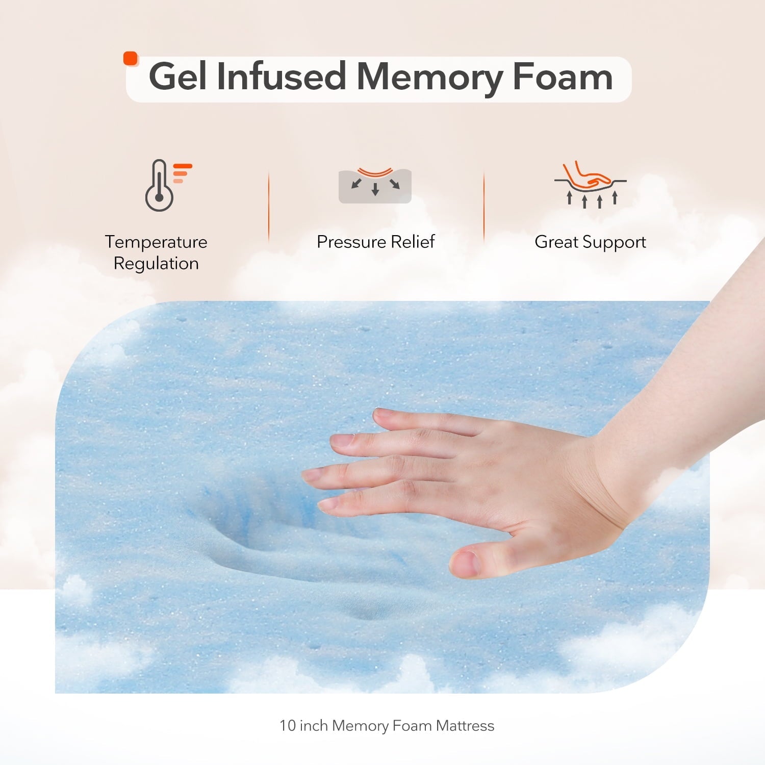 10 inch Queen Gel Memory Foam Mattress in a Box, Queen Size