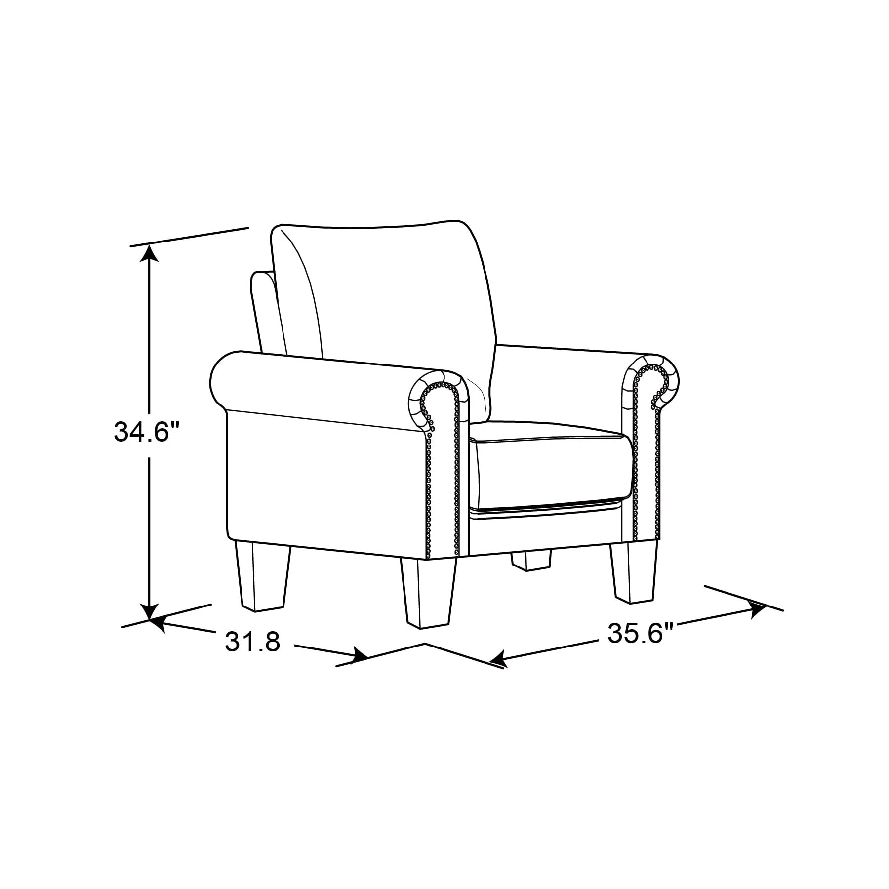 Lifestyle Solutions Fallon Armchair with Nail Head Trim, Gray Fabric