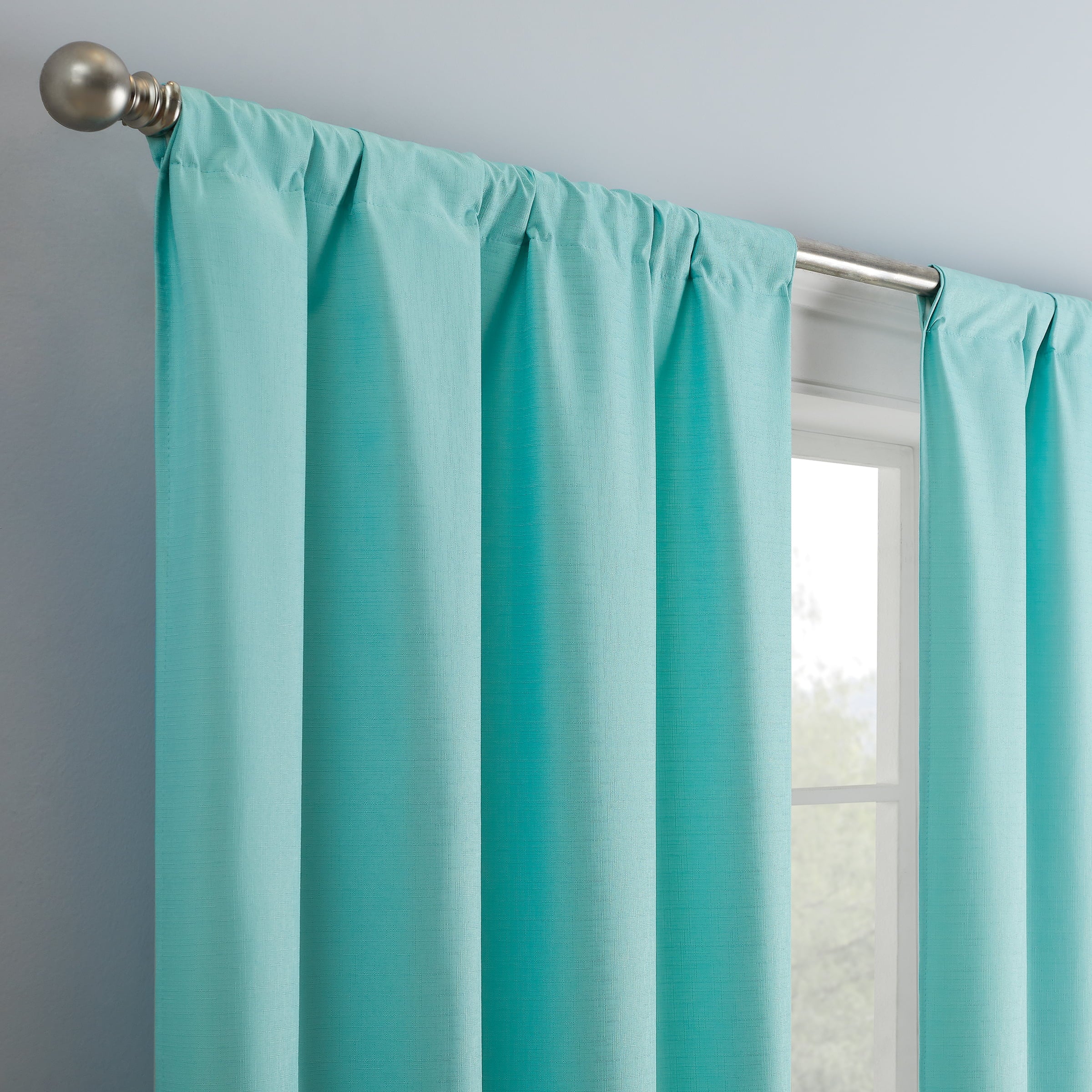 Eclipse Dayton Solid Blackout Rod Pocket Energy-Efficient Curtain Panel, Pool Blue, 42