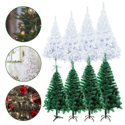 4/5/6/7ft Christmas Tree & Stand Bushy Pine Artificial Holiday Decor Green White