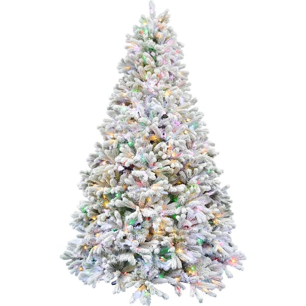 7.5 ft. Flocked Half Artificial Christmas Tree with Lights