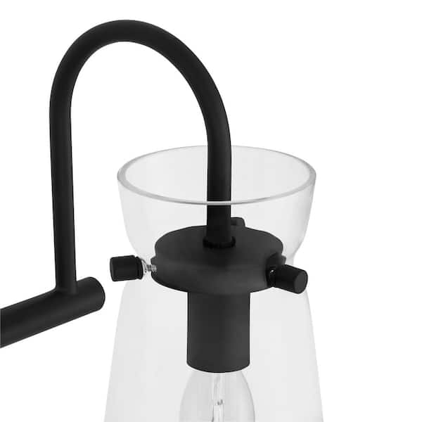 Vinton Place 22 in. 3-Light Matte Black Bathroom Vanity Light with Clear Shades