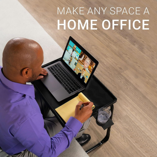 Table Mate II Folding TV Tray and Cup Holder with Table-Mate II, Black