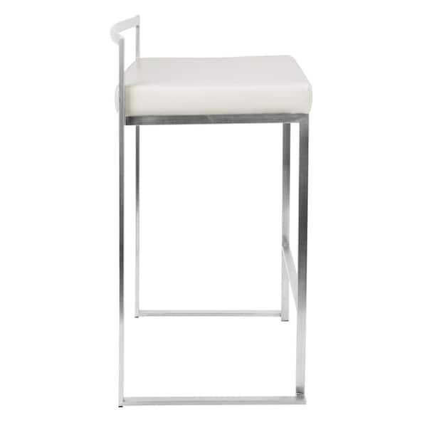 Fuji White Stackable Counter Stool (Set of 2)