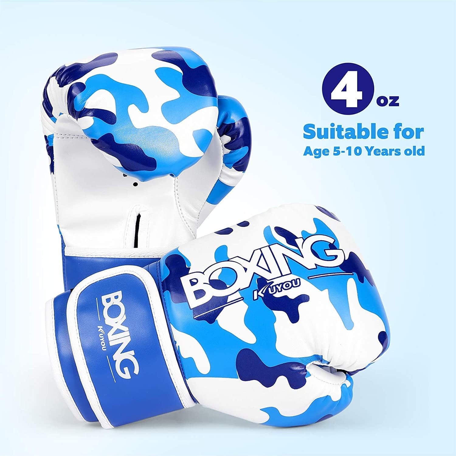 Kids Boxing Gloves, Boxing Gloves for Children 5-12 Youth Boys Girls Toddler PU Cartoon Sparring Training Boxing Gloves for Punching Bag, Kickboxing, Muay Thai, Blue