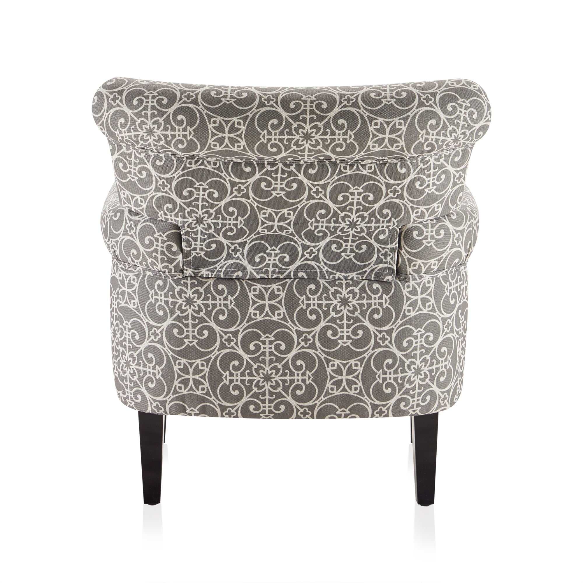 BELLEZE Rosette Scroll Arm Fabric Upholstered Club Chair Nailhead Trim Accent Chair, Gray