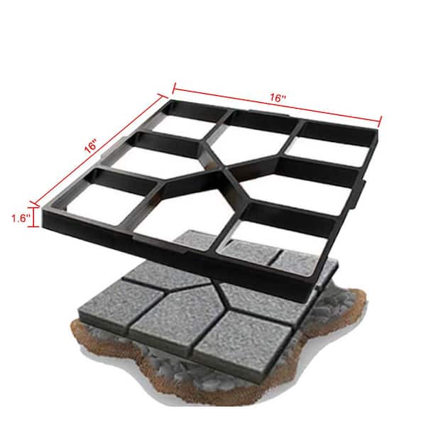 16 in. x 16 in. Black Plastic DIY Paver Mold Reusable Concrete Stepping Stone Paver Walk Way Mold