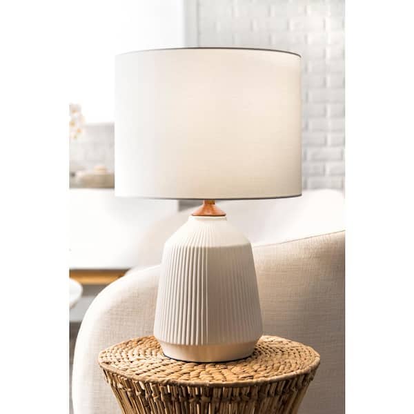 Renton 24 in. Cream Transitional Table Lamp with Shade