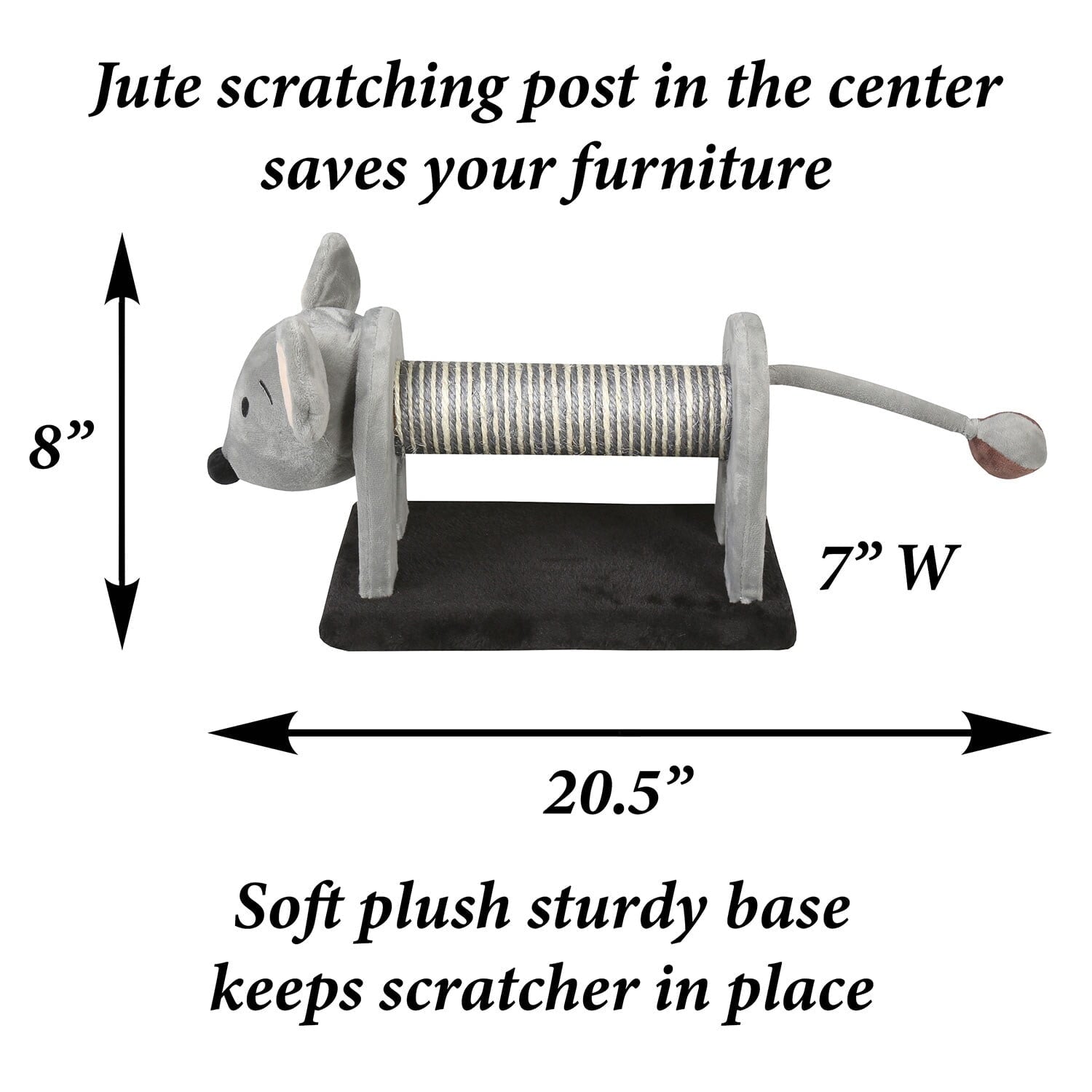 Kitten Scratching Post - Mouse Shaped Cat Pole with Spring Tail Ball Toy