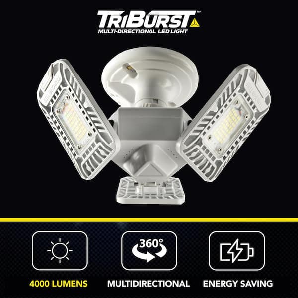 TriBurst 10.5 in. 144 High Intensity LED 4000 Lumens White Flush Mount Ceiling Light with 3 Adjustable Heads