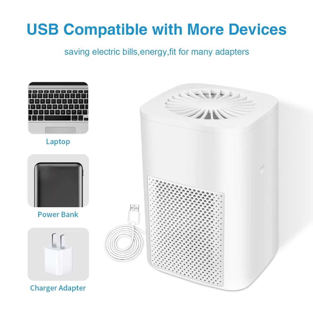 Air Purifiers for Allergies and Asthma,Air Purifier for Bedroom Mini Air Purifier for Home,Dust,Pets,Indoor,Office,Small Room,Portable Desktop Air Purifier for Smoke Odor,White