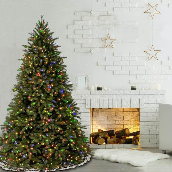 7-1/2 ft. Feel Real Jersey Fraser Fir Hinged Artificial Christmas Tree with 1250 Multicolor Lights
