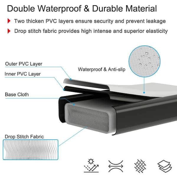 10 ft. Black PVC Air Track Inflatable Gymnastics Tumbling Mat w/Pump