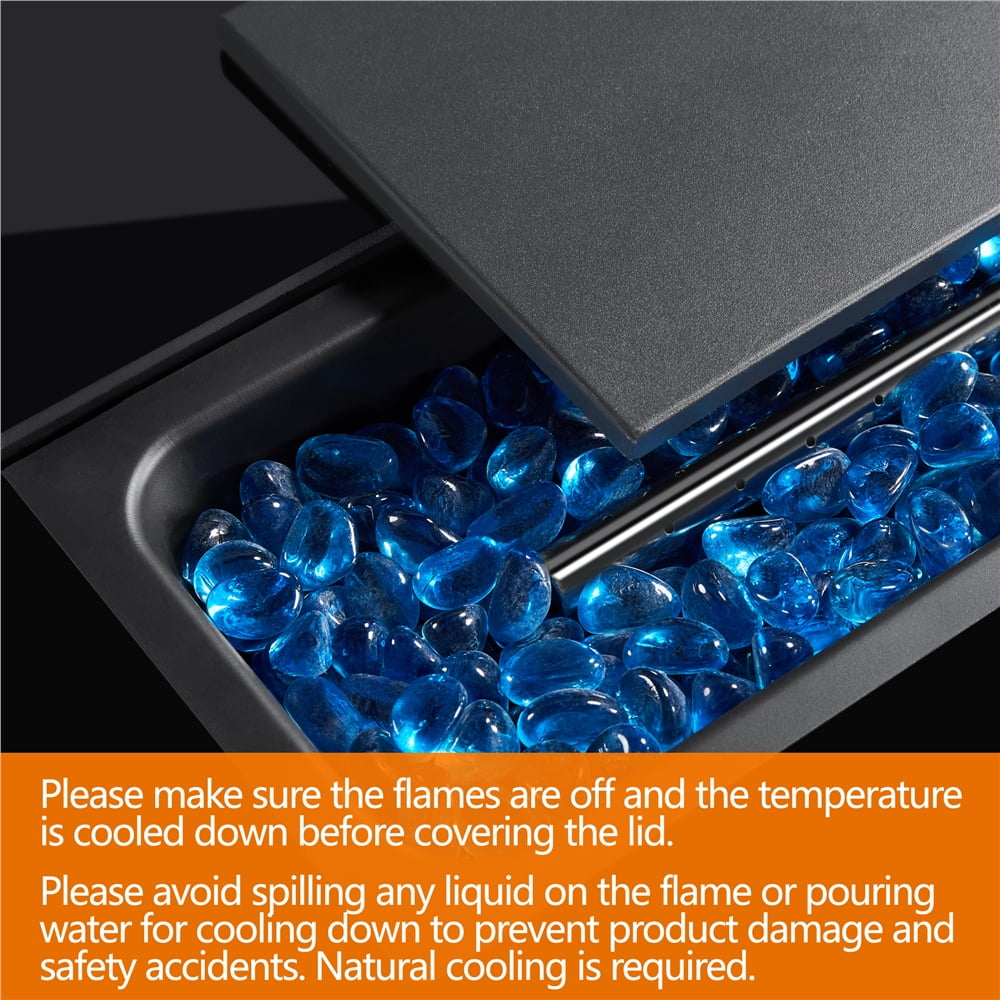 Topeakmart 43'' Propane Fire Pit Table with Tempered Glass Tabletop 50,000 BTU, Black