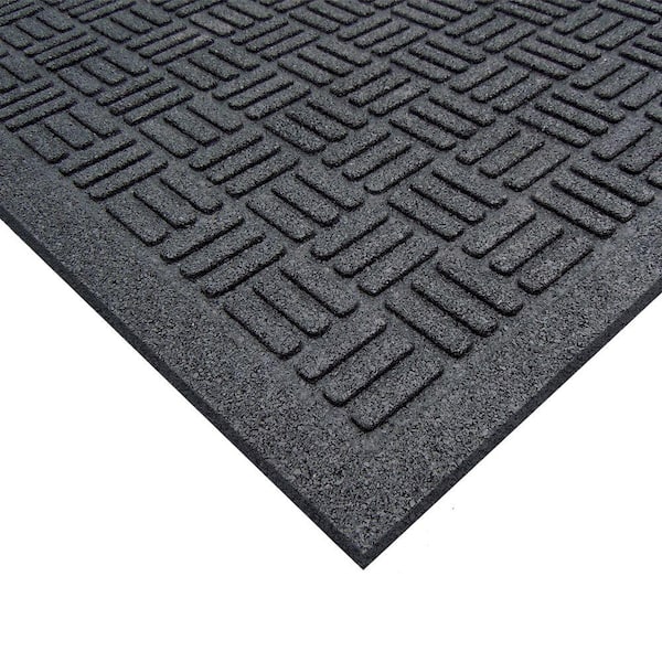 48 in. x 72 in. Black Recycled Rubber Commercial Door Mat