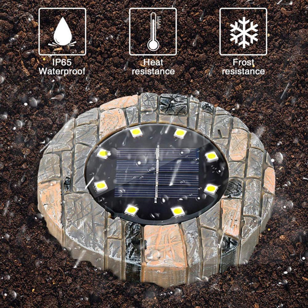 Maraawa 8 Pack LED Rock Lights Solar Ground Lights Garden Lights Solar Powered Solar Lights Outdoor Pathway Lights Lawn Lights for Gardens White