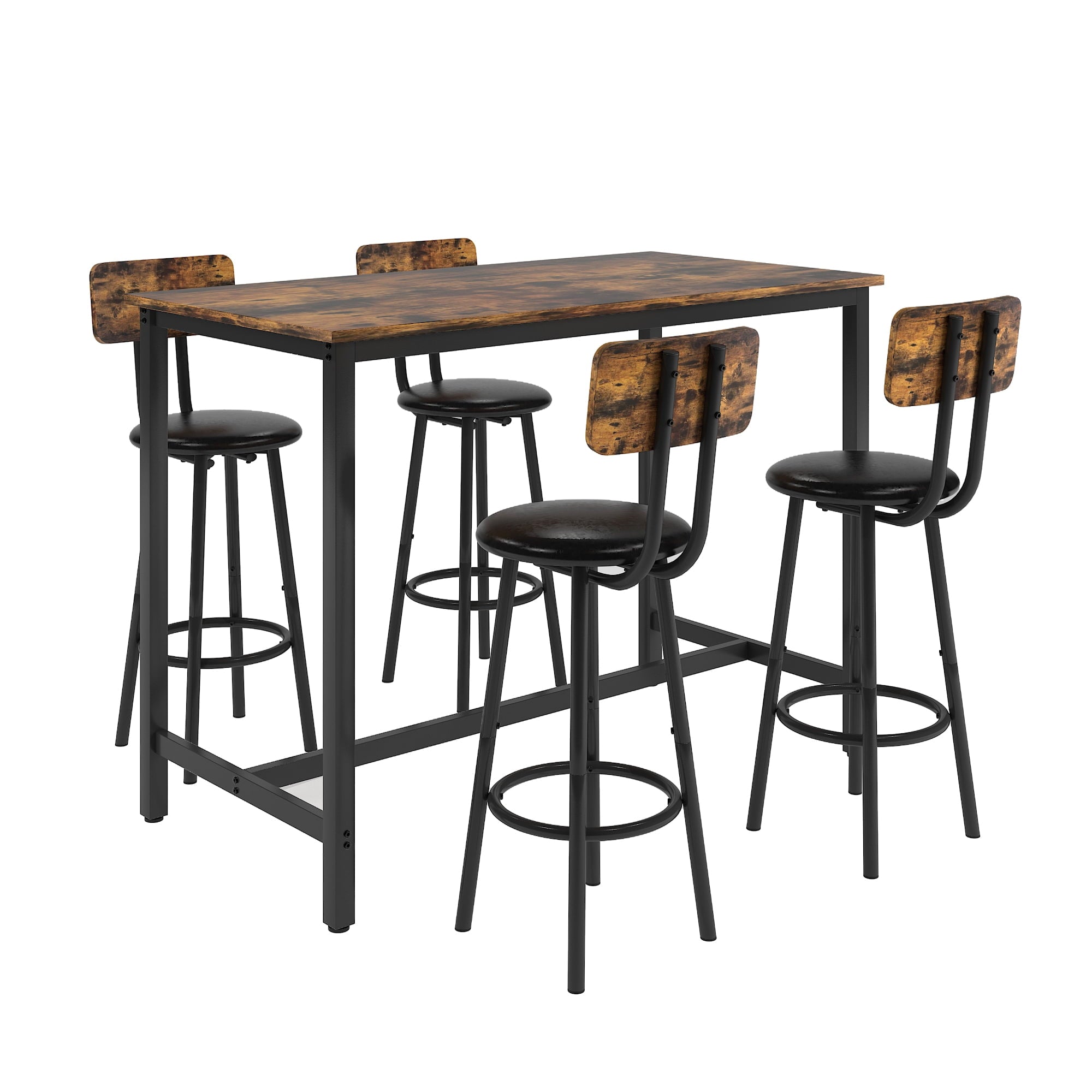 5 Piece Dining Set, Modern Dining Table and Chairs Set for 4, Kitchen Counter Height Dining Table Set with 4 Upholstered Chairs, for Small Space, Breakfast Nook, D7157