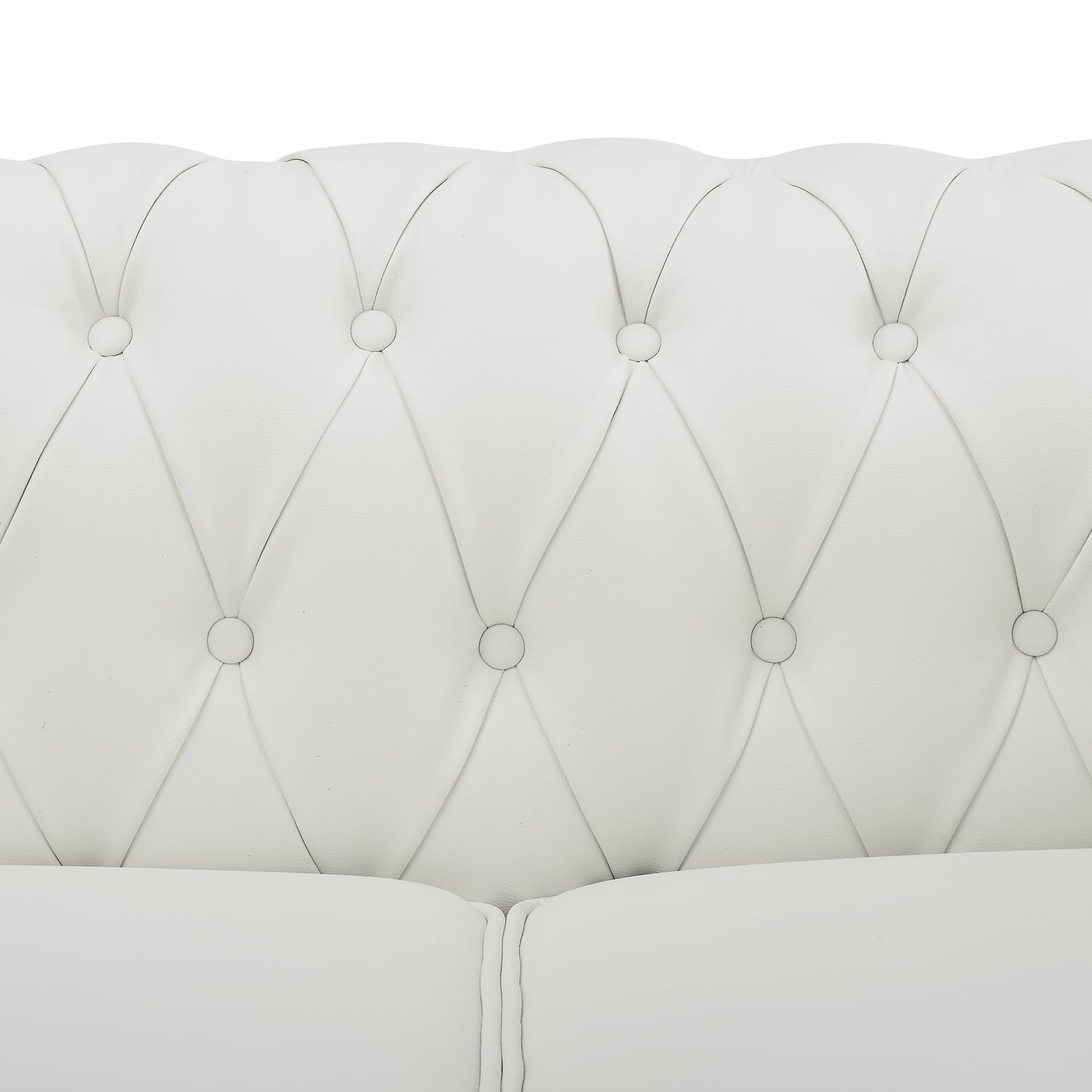 Naomi Home Emery Chesterfield Sofa & Accent Chair with Rolled Arms, Tufted Cushions, White