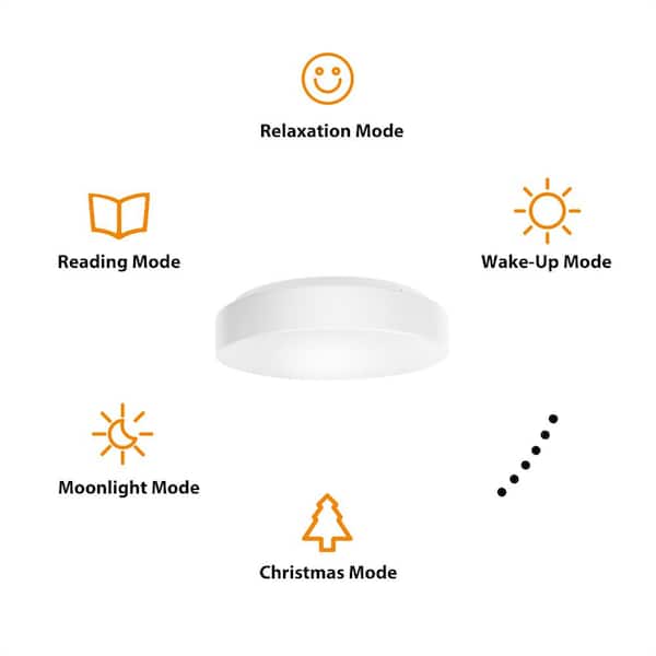 11 in. White Integrated LED Dimmable Flush Mount Puff with Adjustable CCT and RGB at 1400 Lumens Powered by Hubspace