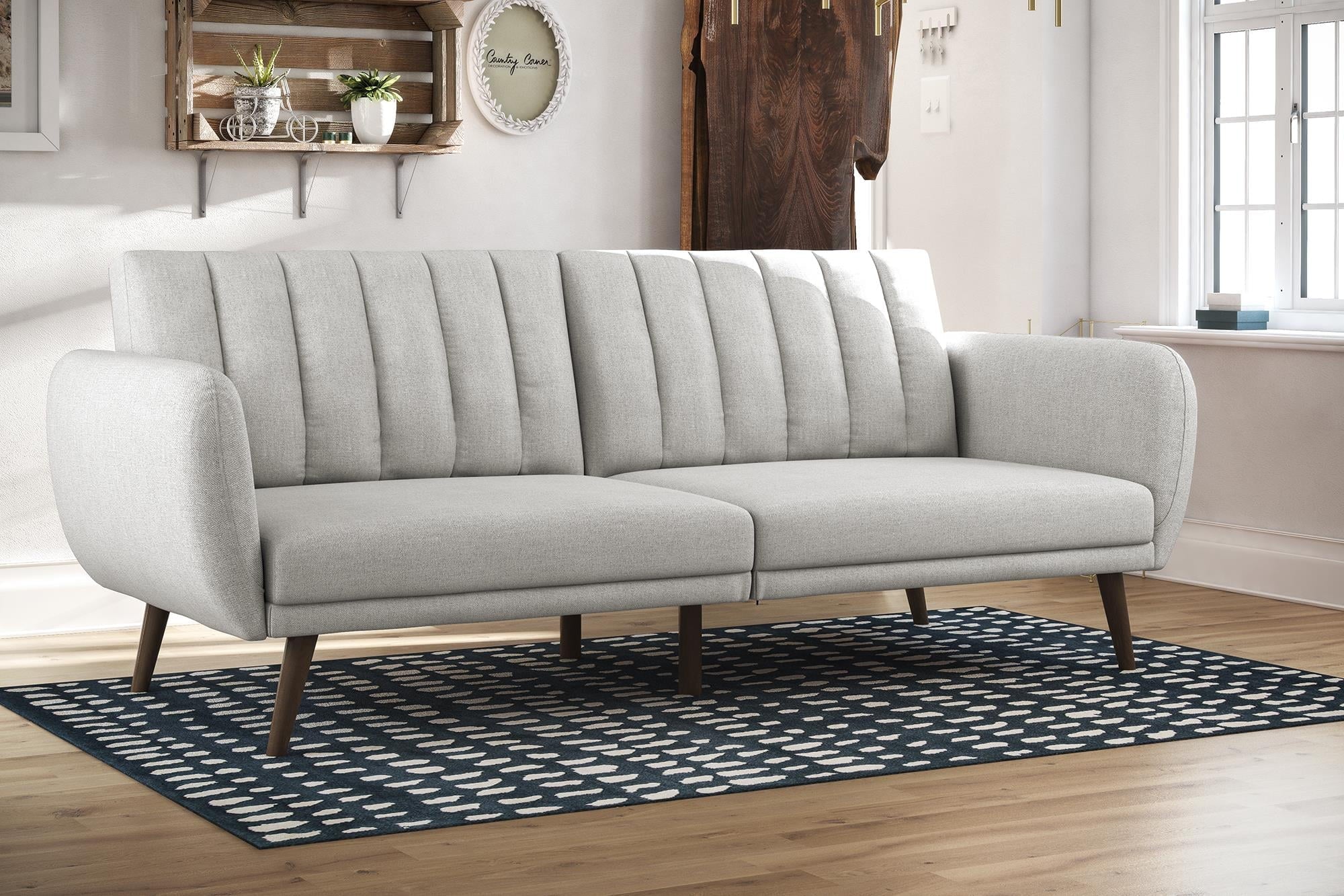 Novogratz Brittany Futon, Cool Gray Linen