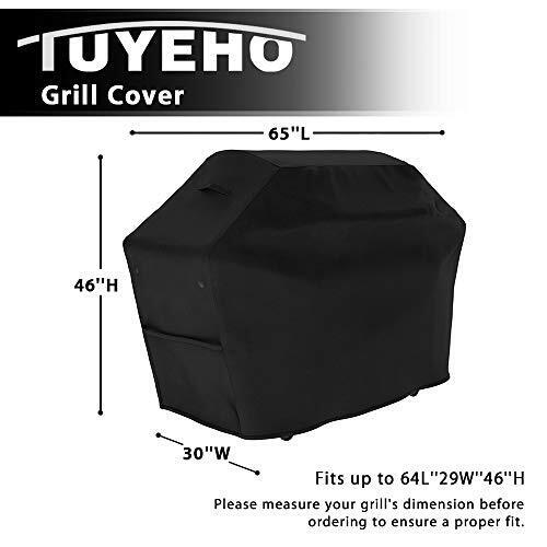 Tuyeho Grill Cover 65 x 30 x 46 inch 900D Heavy Duty Gas BBQ Cover w/Side Vel...