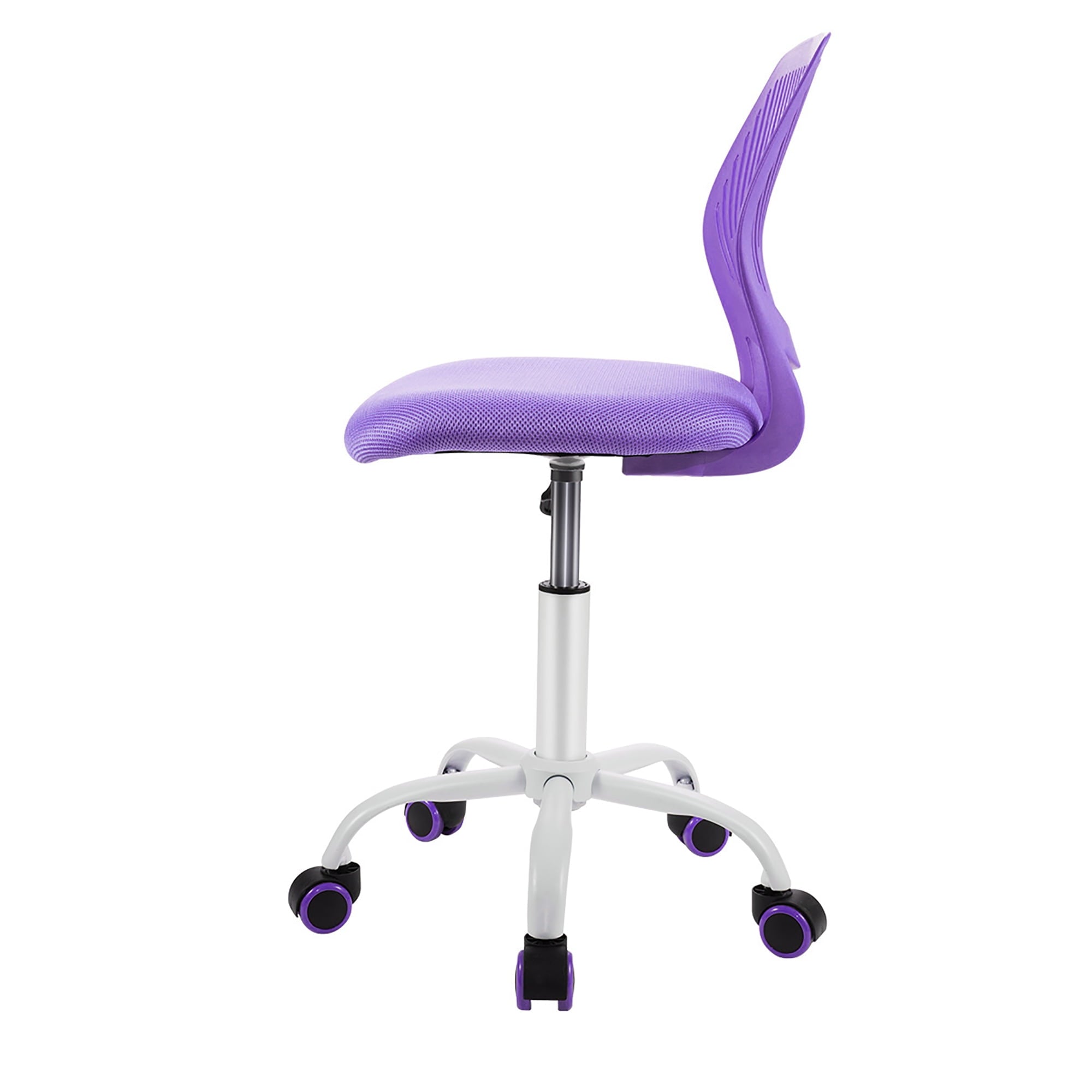 Costway Office Task Desk Armless Chair Adjustable Mid Back Swivel Study Chair Purple