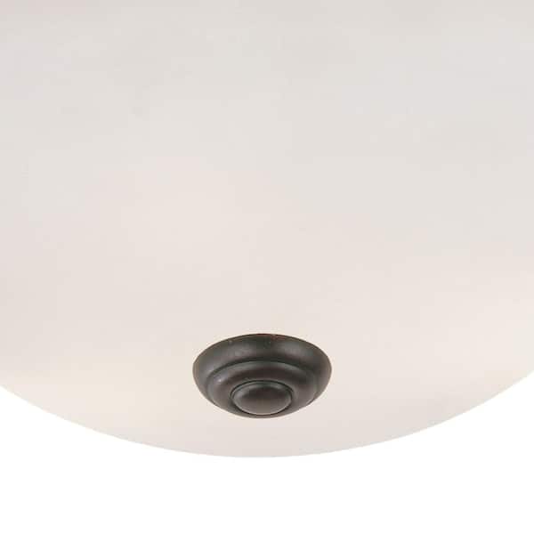 Bowers 15 in. 3-Light Oil Rubbed Bronze Flush Mount Ceiling Light Fixture with Frosted Glass Shade
