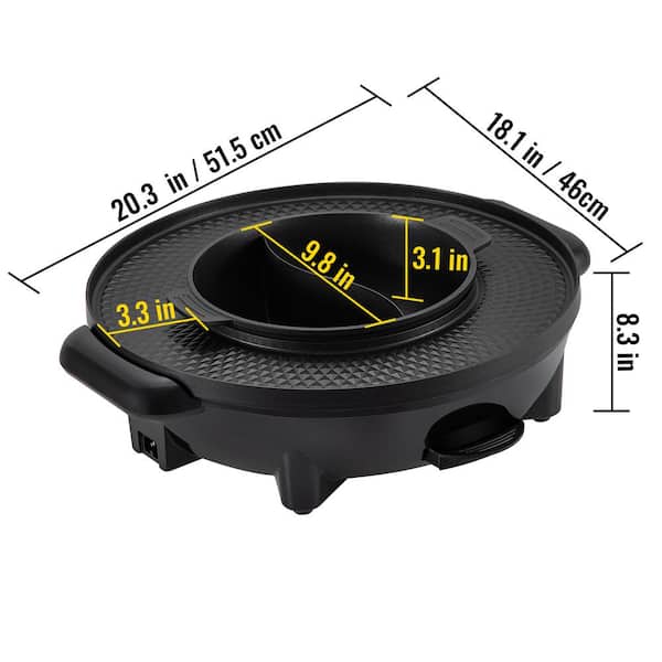 2 in 1 Electric Grill and Hot Pot BBQ Pan Grill Pot with Temp Control Smokeless Hot Pot Grill for 1-8 People Black