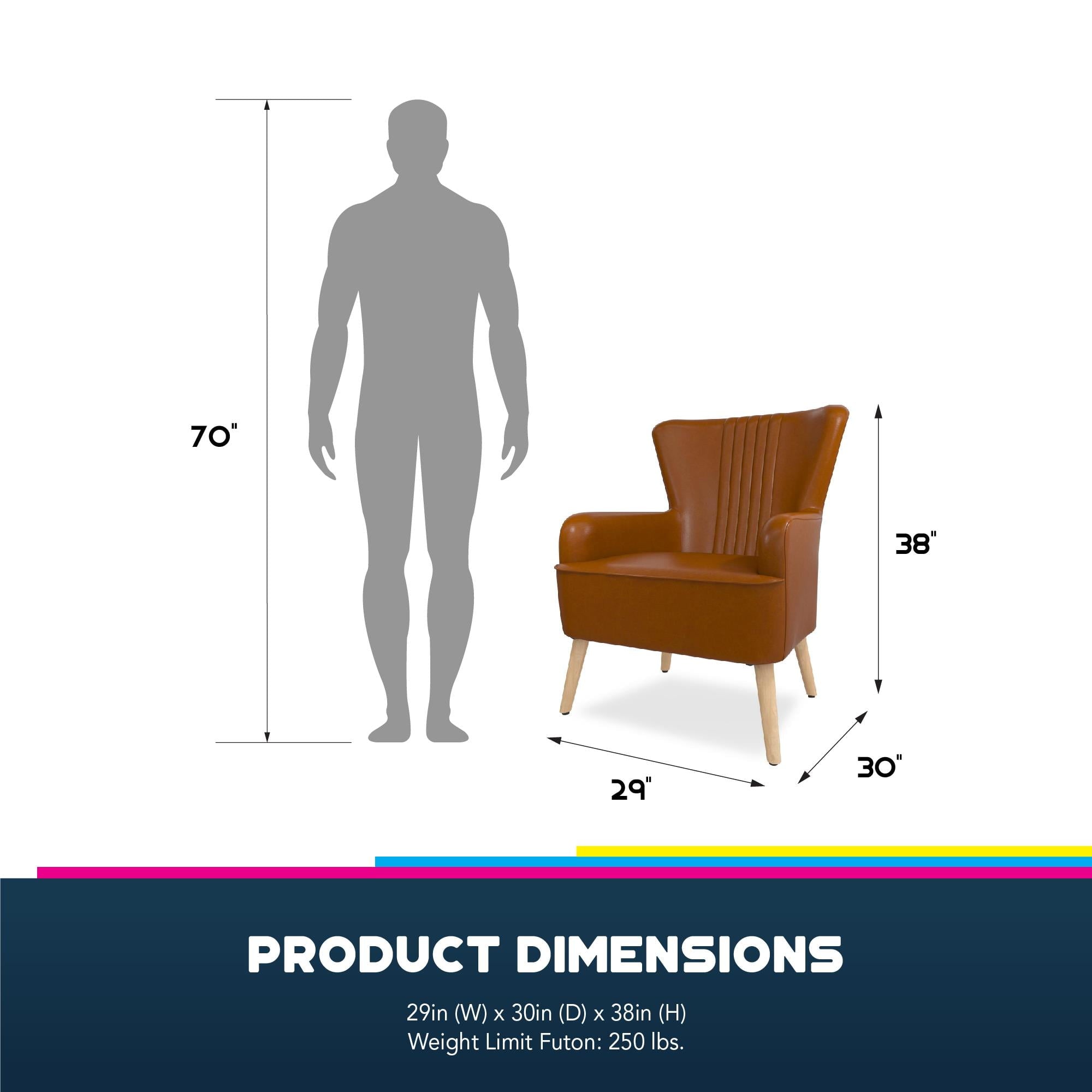 Queer Eye Wynn Wingback Chair, Camel Faux Leather