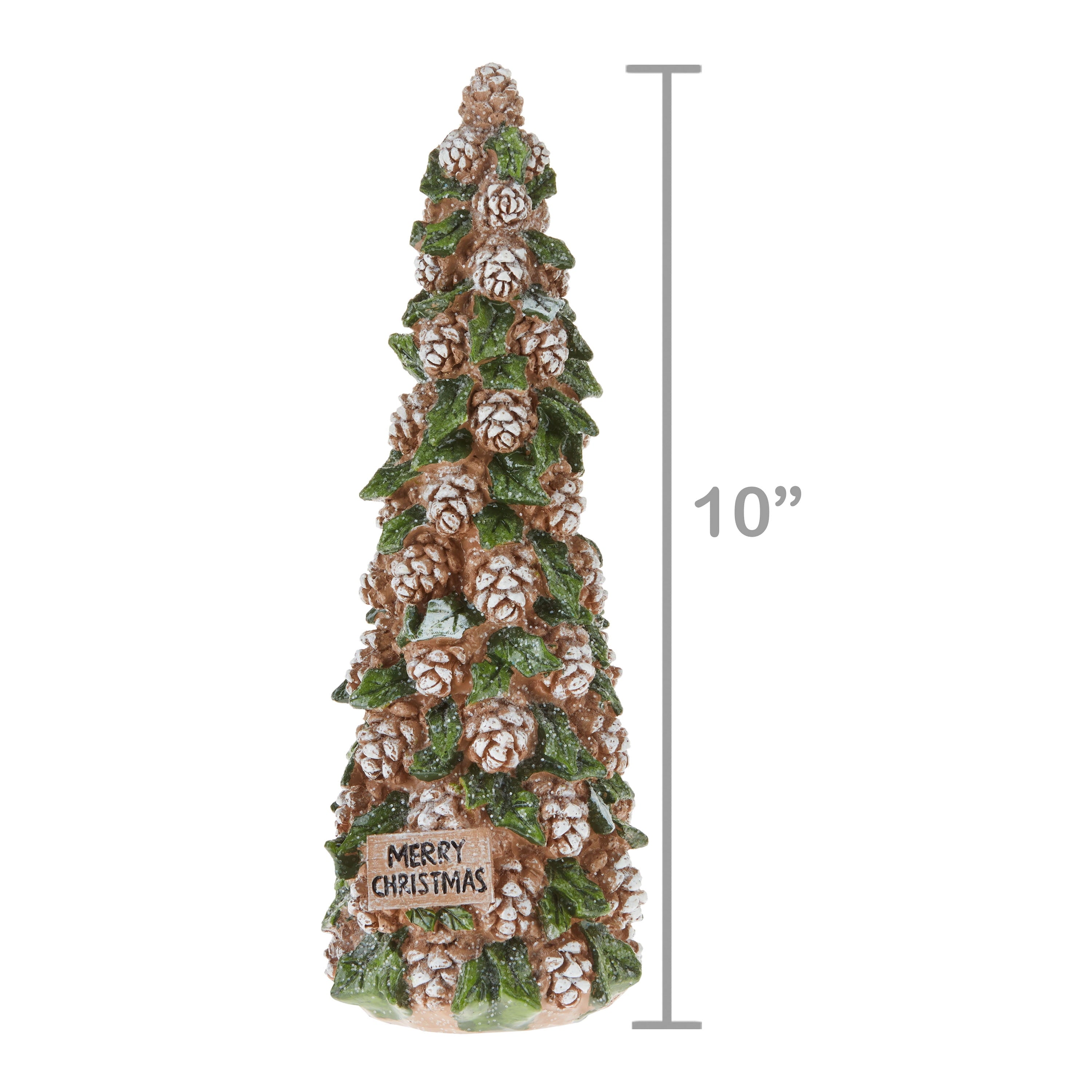 Small Brown Polyresin Pinecone Tree Christmas Tabletop Decoration, 10.8 in, by Holiday Time