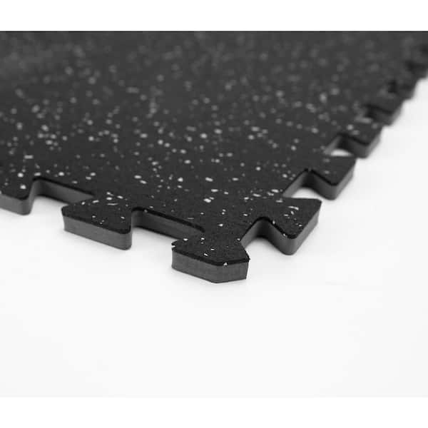 Basalt Black 24 in. W x 24 in. L x 0.47 in. Thick Rubber Interlocking Exercise Floor Tiles (4 tiles/case)
