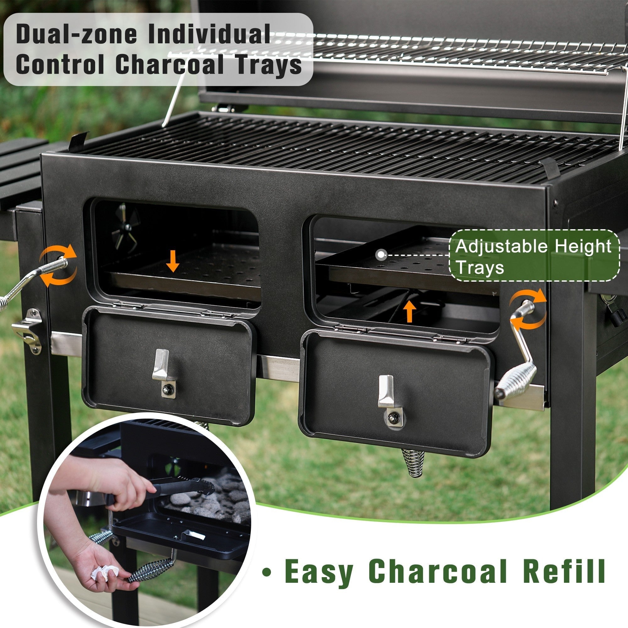 & William 34-inch BBQ Charcoal Grill Outdoor Portable Barbecue Grill