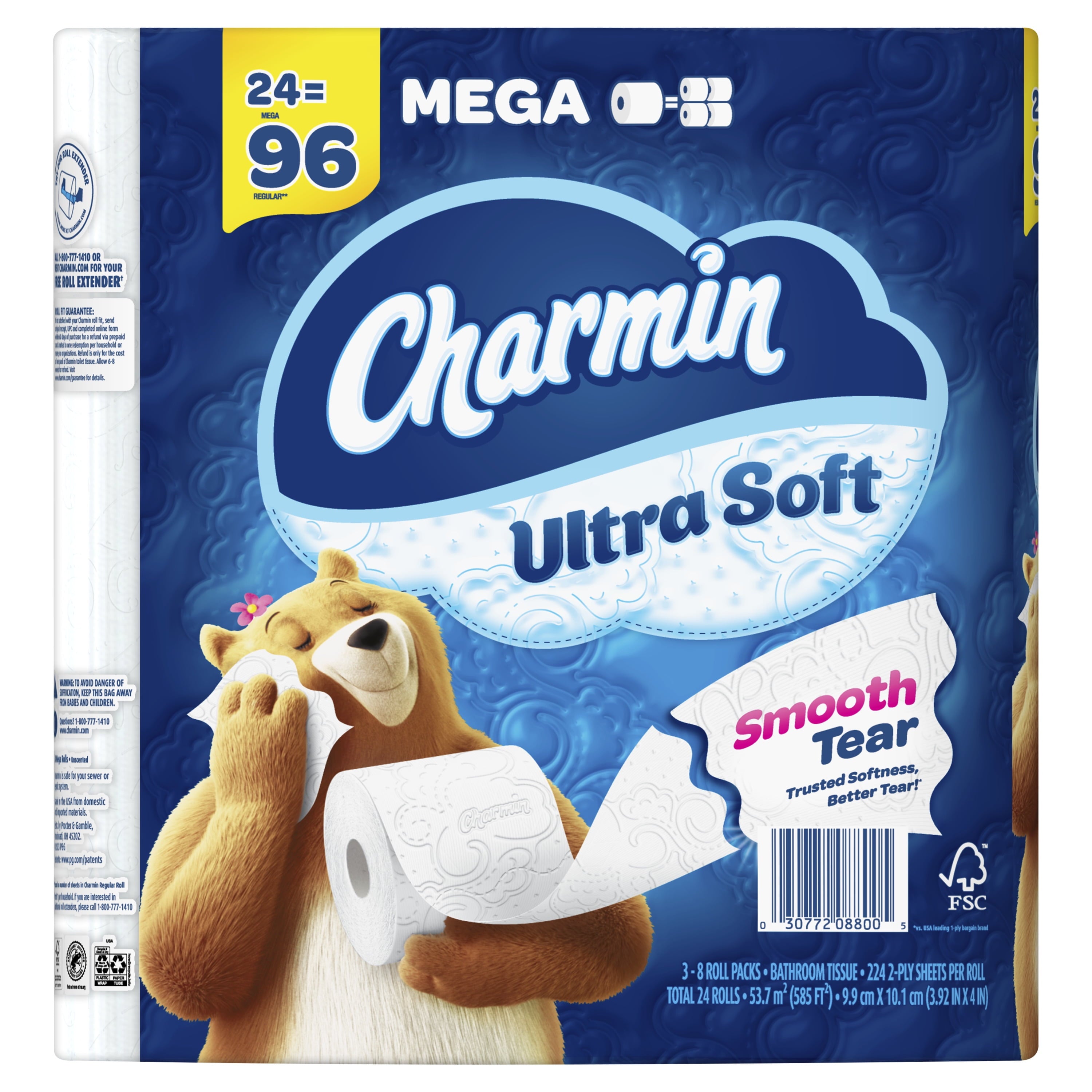 Charmin Ultra Soft Toilet Paper 24 Mega Rolls, 224 Sheets per Roll