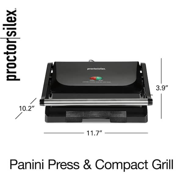 1000-Watt Black Panini Press with Nonstick Plates