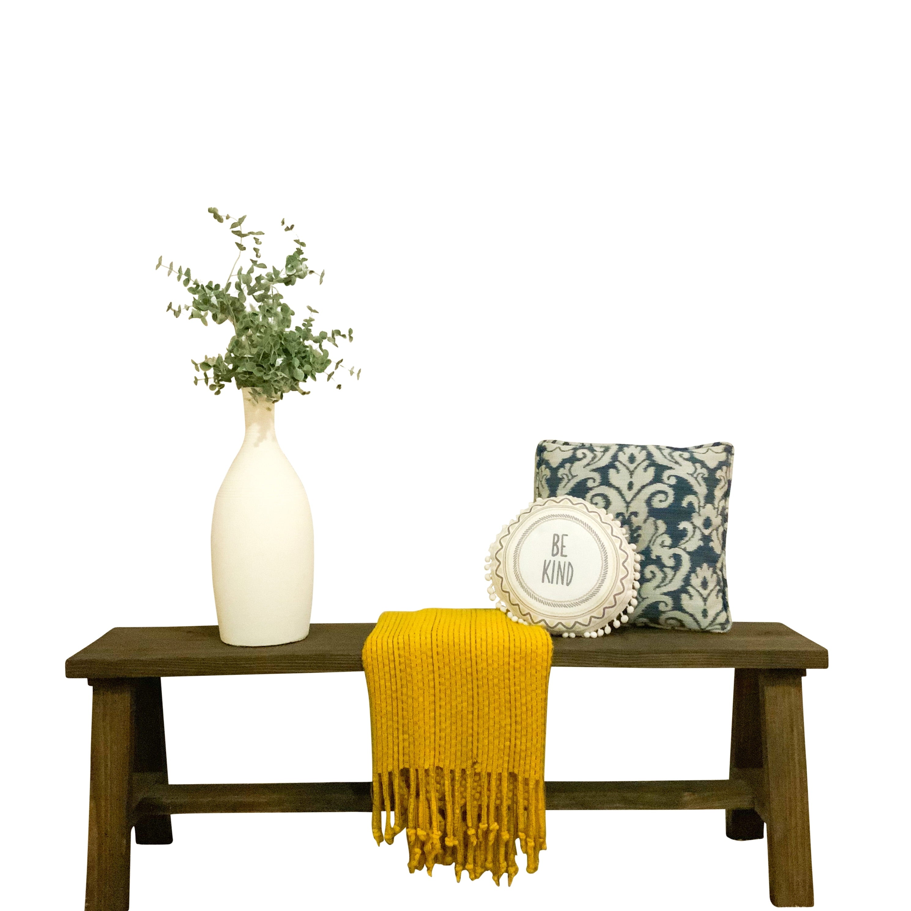 Woven Paths Classic Solid Wood Bench, Dark Walnut