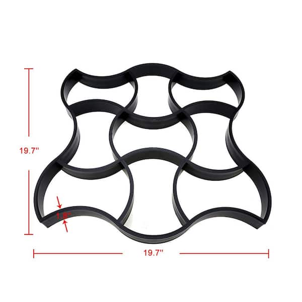 19.7 in. x 19.7 in. x 1.5in. Black Plastic DIY Paver Mold Reusable Concrete Stepping Stone Paver Walk Way Mold