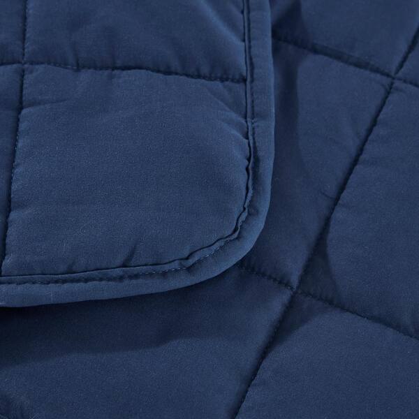 Navy Microfiber Travel 40 in. x 50 in. x 5 lbs. Weighted Throw Blanket