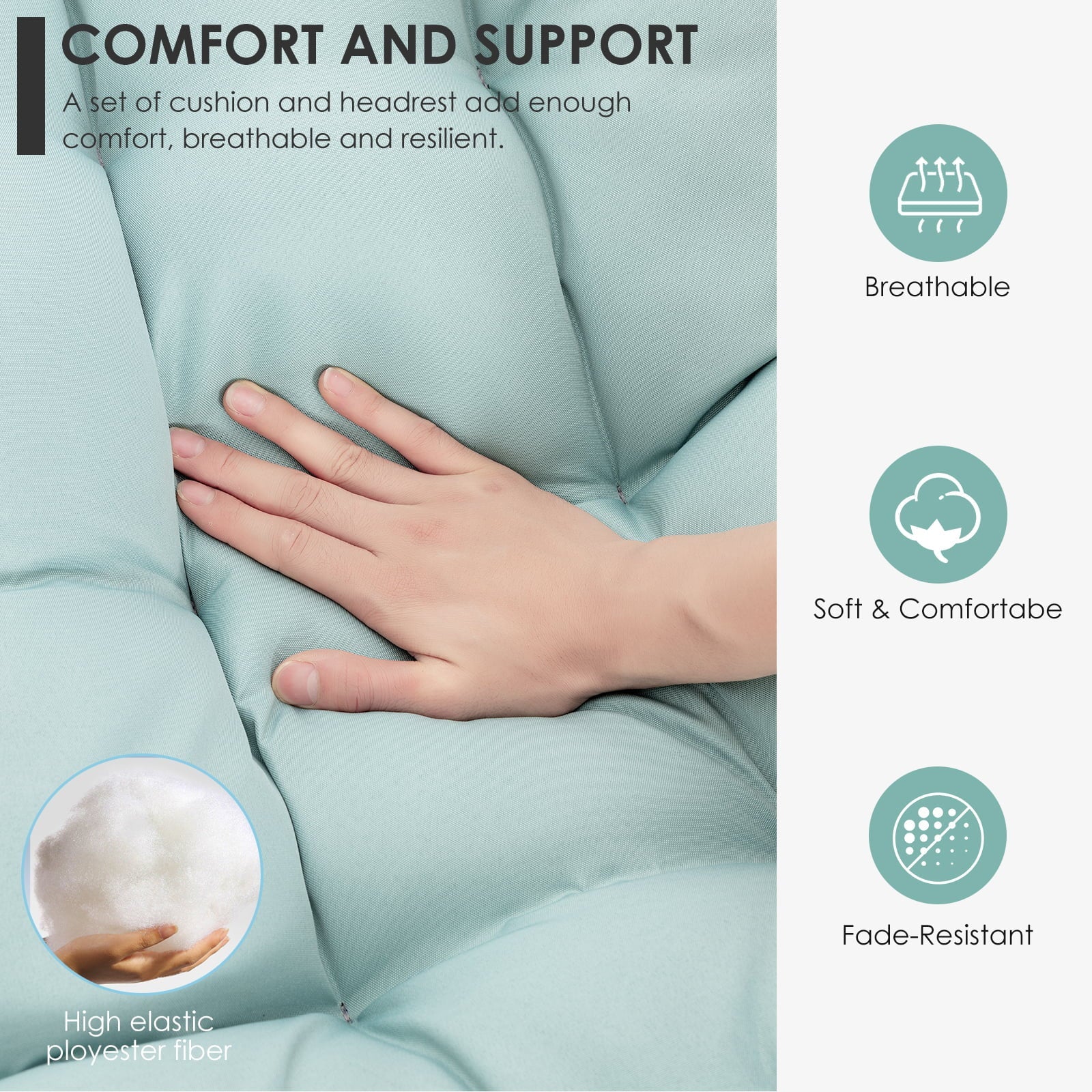 Hanging Egg Chair with Steel Stand and Fluffy Cushion, Lounge Wicker Iron Swing Chairs for Indoor Outdoor Patio Garden