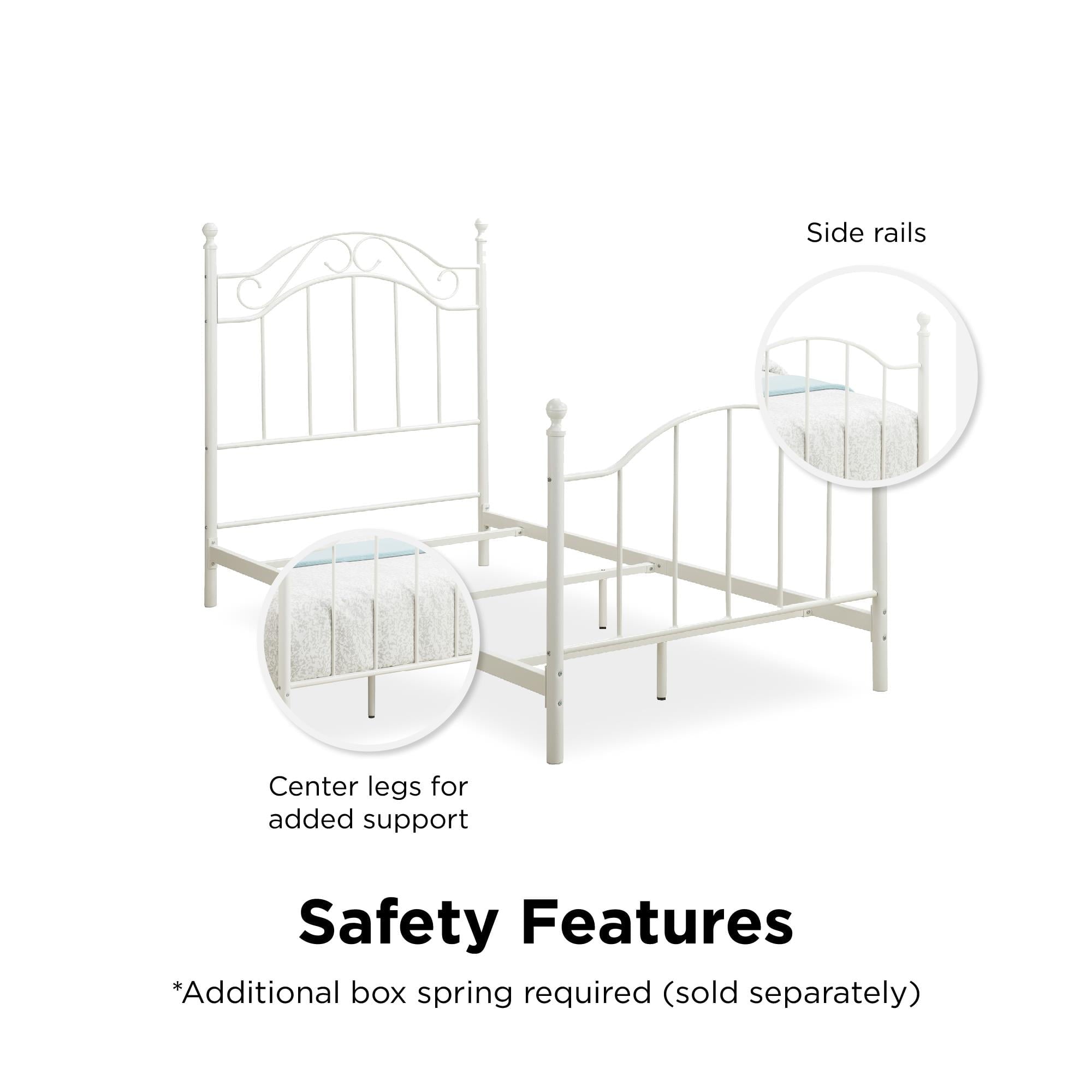 Mainstays Traditional Metal Bed Frame with Headboard and Footboard, Twin, White