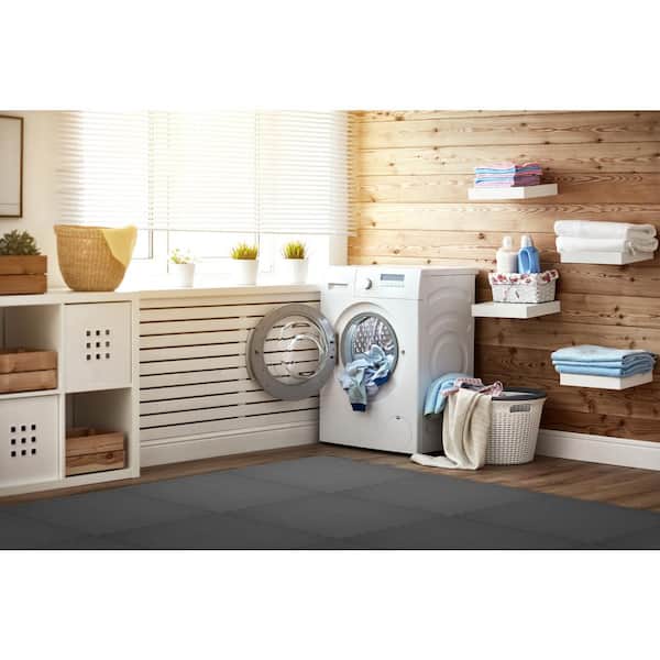 Black 24 in. x 24 in. x 0.47 in. Foam Interlocking Floor Mat (6-Pack)