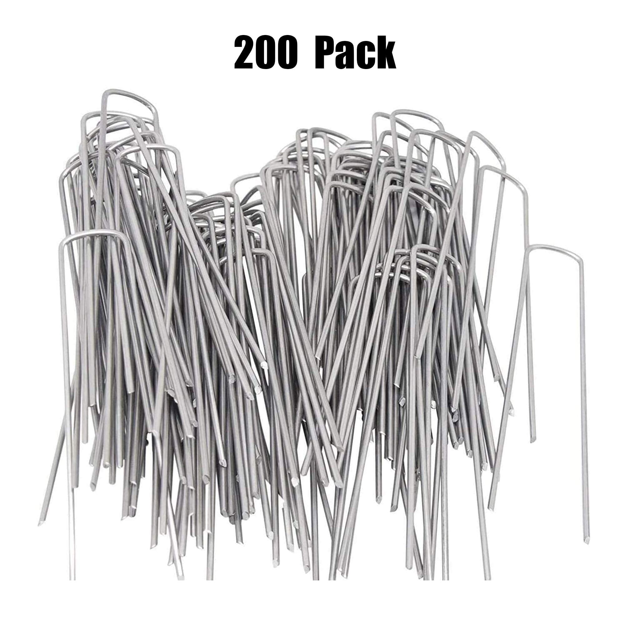 AAGUT 200 Pack 6 Inch Garden Stakes Galvanized Landscape Staples 11 Gauge Sod Pin GroundPegs_W200US