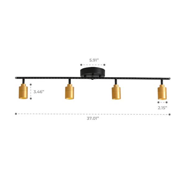 Modern 3 ft. 4 Head-Light, Gold, Integrated LED Fixed Track, Lighting Kit, with Rotating Heads